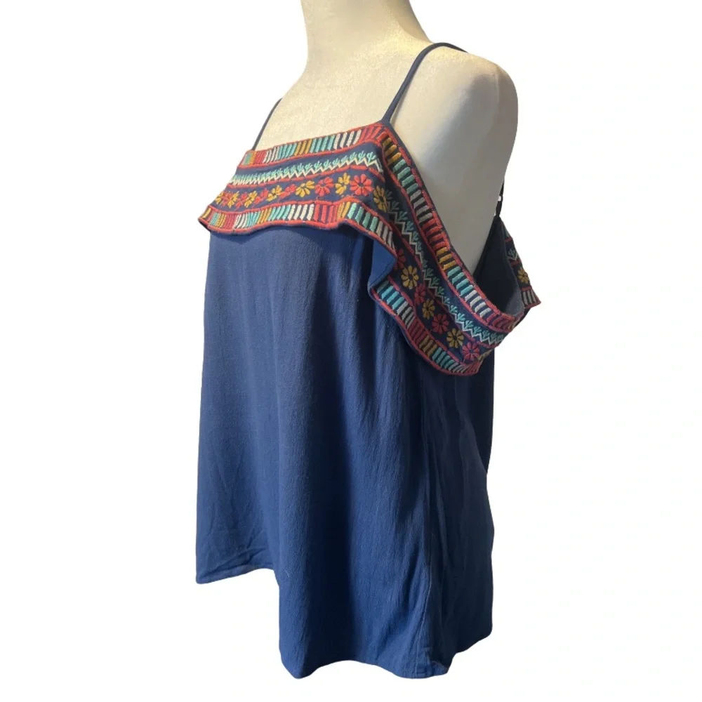 THML Women’s Blue Embroidered Blouse 
Size: Large - Picture 5 of 10